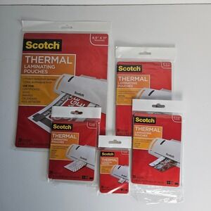 Scotch Thermal Laminating Pouches 5 Assorted Sizes Lot 20 Count Packs